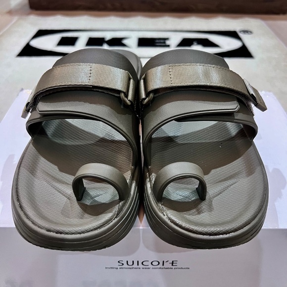 Suicoke Toe Strap UTA Urich Rubber Sandals - Khaki Olive Green - Picture 4 of 10